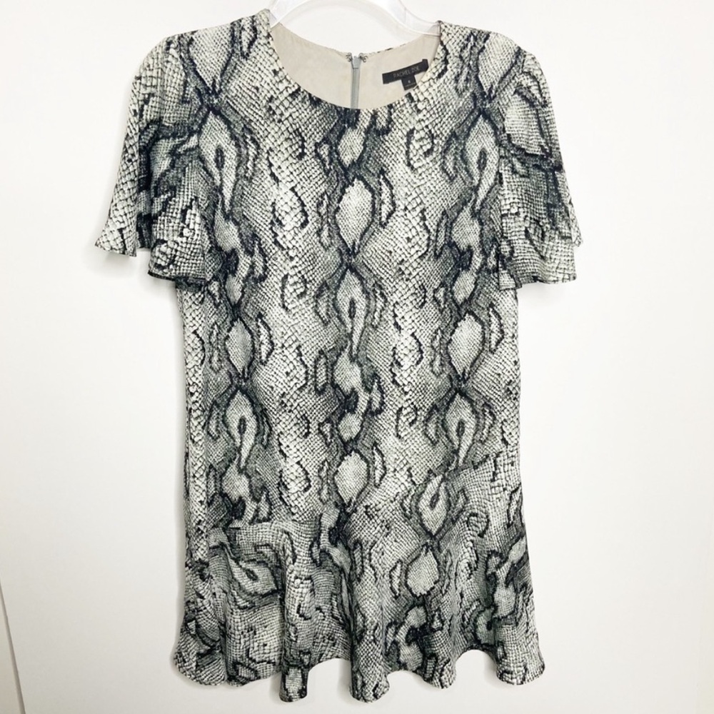 Rachel Zoe Size 6 Python Snake Flutter Sleeve Hem Dress Short Sleeve Mini